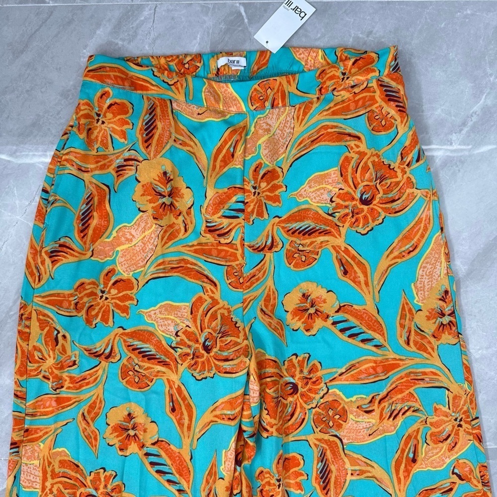 Women’s Bar III Trendy Floral Flat Front Wide Leg Pants Plus Size 14 Petite - Picture 4 of 16